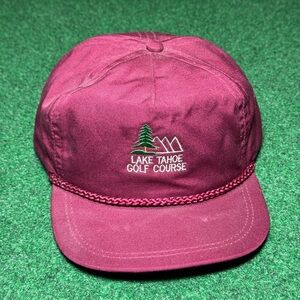 Lake Tahoe Golf Course Hat Vintage 90s Leather Strapback Golfing Cap